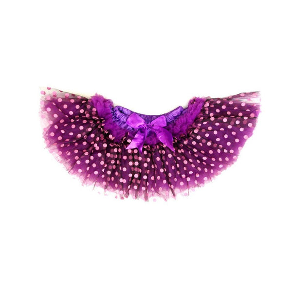 Purple Pink Dot 10 Layer Tutu Skirt Girls L - SophiasStyle.com